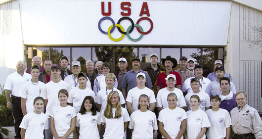 Coaches and shooters at Olympic shooting center