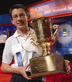 Evan O'Dorney holding the trophy